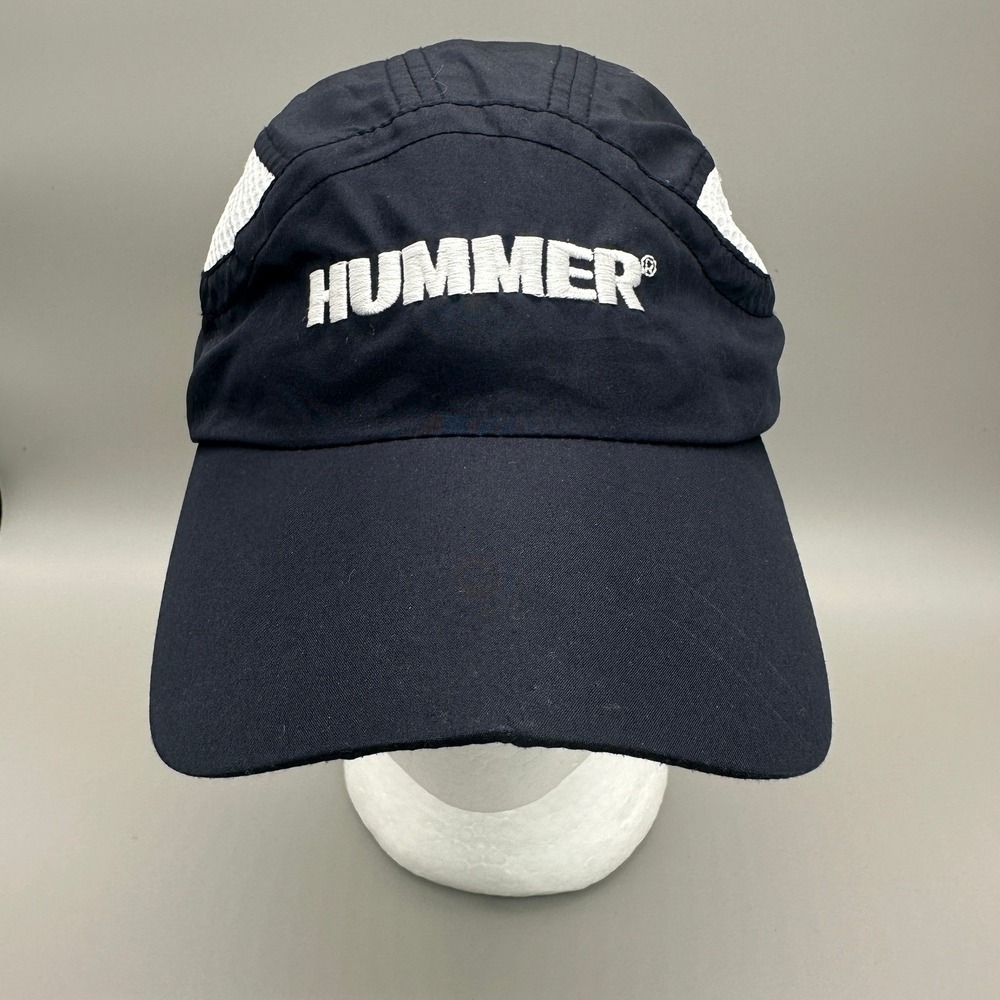 Hummer 5 Panel Mesh Running Hat Mens OSFM Black White Adjustable Athletic Cap